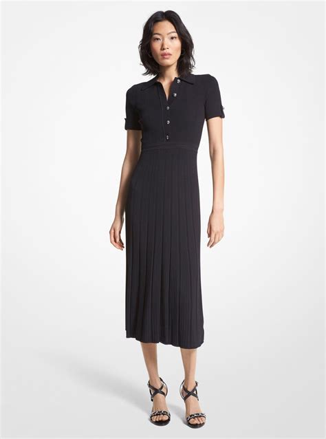 michael kors ribbed stretch knit polo dress|ribbed stretch knit dress.